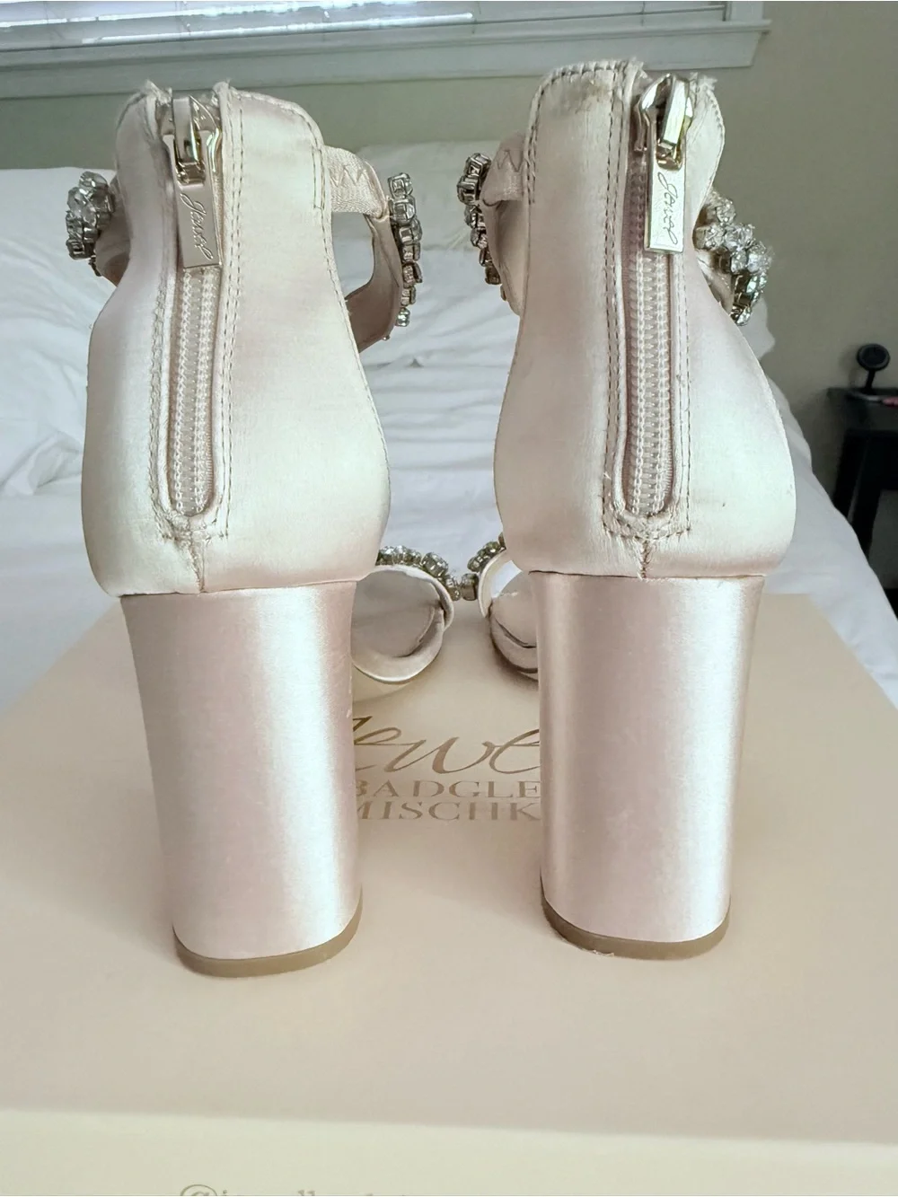 Jewel Badgley Mischka Odessa Crystal Adorned Block Heel